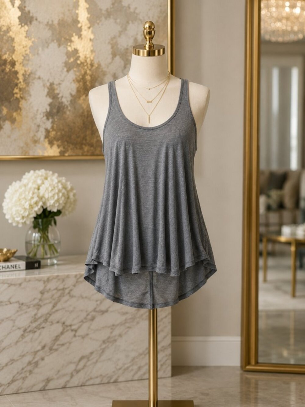 AMERICAN EAGLE OUTFITTERS Ladies X-Small Flowy Tank Top Grey Gray Essential